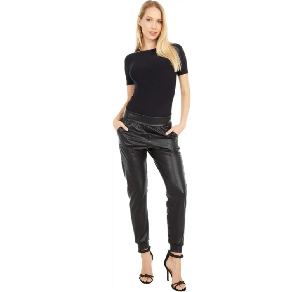 Commando Faux Leather Joggers SLG45 Black